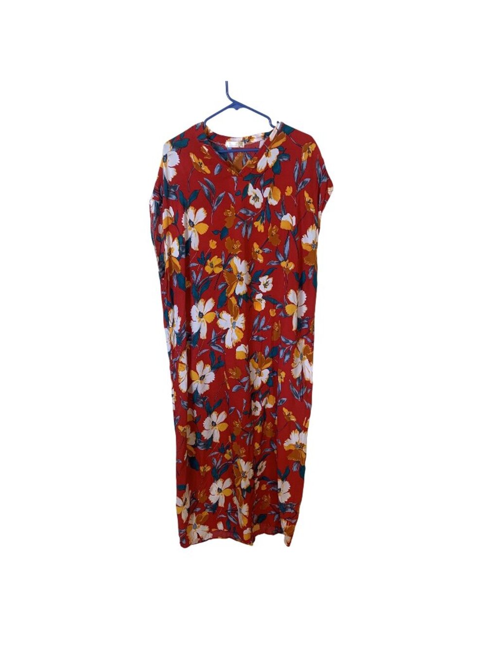 Red Floral Maxi Dress MuMu Large Comfortable Lightweight Seven Islands Tropical